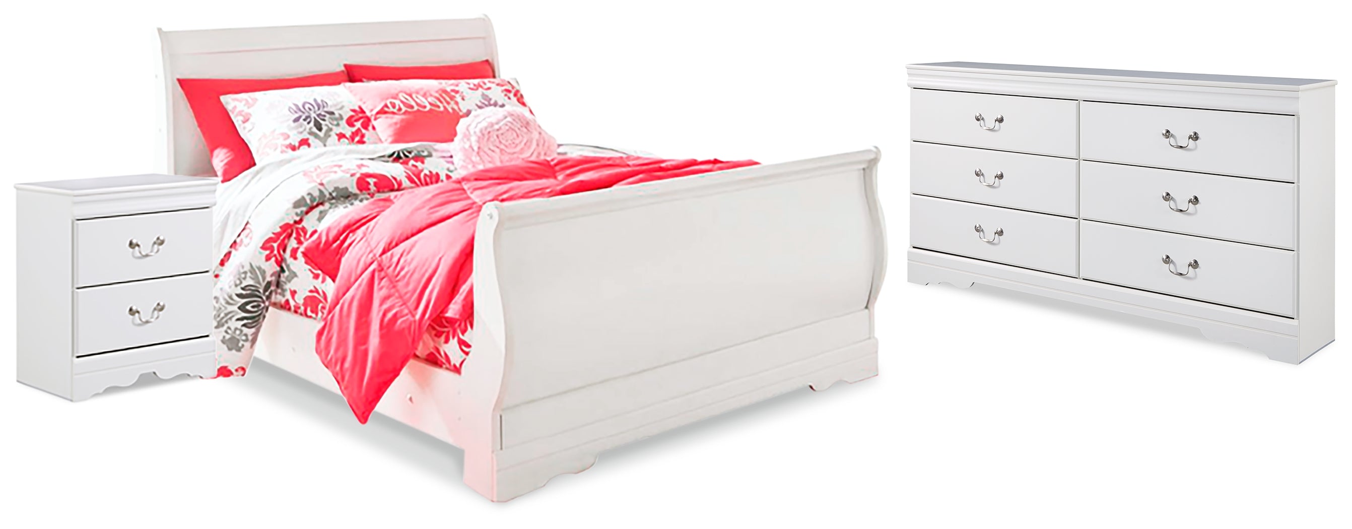 Furniture City Laplace - Ashley Furniture - Anarasia Full Sleigh Bed, Dresser and Nightstand - Full Sleigh Bed, Dresser and Nightstand - B129B17