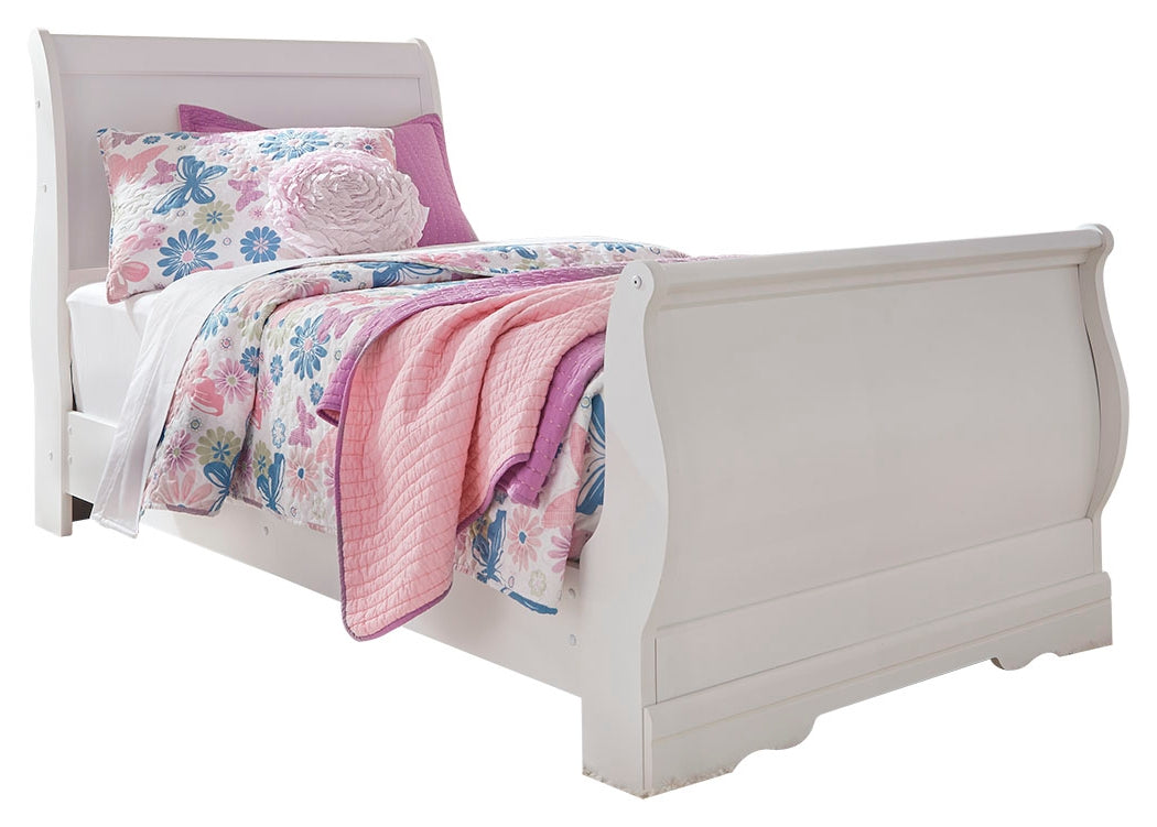 Furniture City Laplace - Ashley Furniture - Anarasia Twin Sleigh Bed, Dresser and Mirror - Twin Sleigh Bed, Dresser and Mirror / White - B129B6