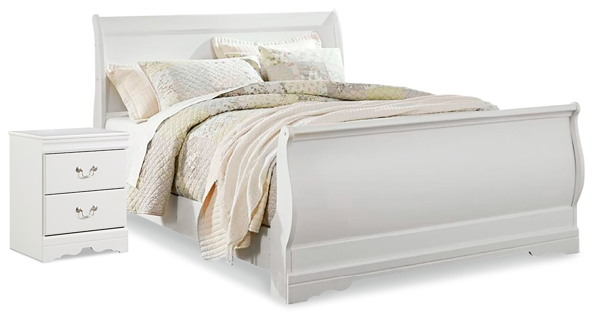 Furniture City Laplace - Ashley Furniture - Anarasia Queen Sleigh Bed and Nightstand - Queen Sleigh Bed and Nightstand - B129B15