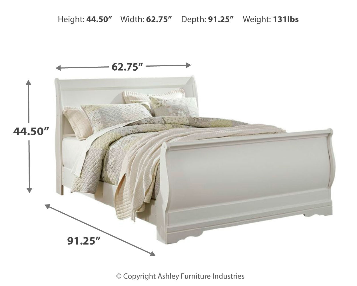 Furniture City Laplace - Ashley Furniture - Anarasia Bedroom - Queen Sleigh Bed / White - B129B4