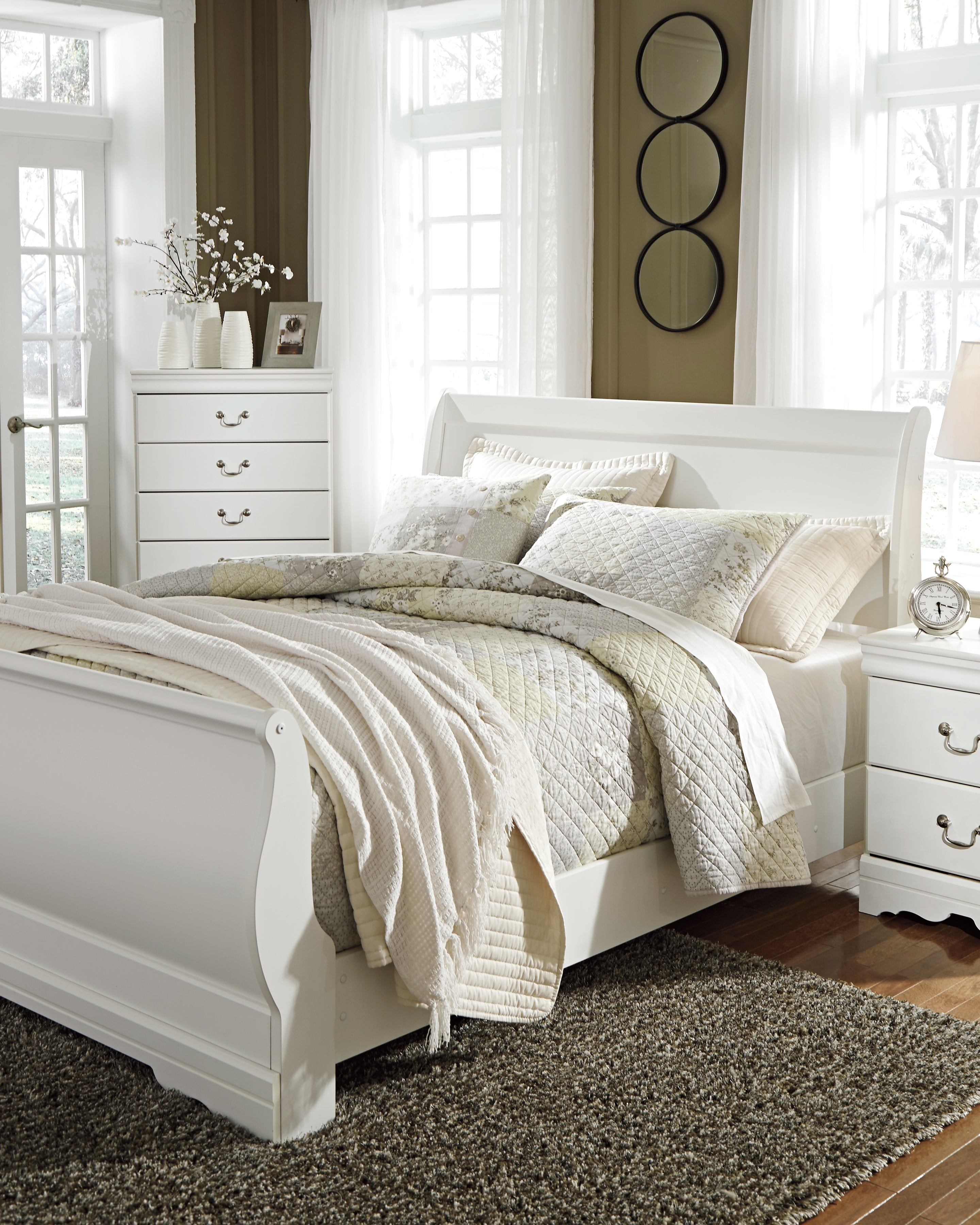Furniture City Laplace - Ashley Furniture - Anarasia Queen Sleigh Bed with Chest of Drawers and Nightstand - Queen Sleigh Bed with Chest of Drawers and Nightstand - B129B12