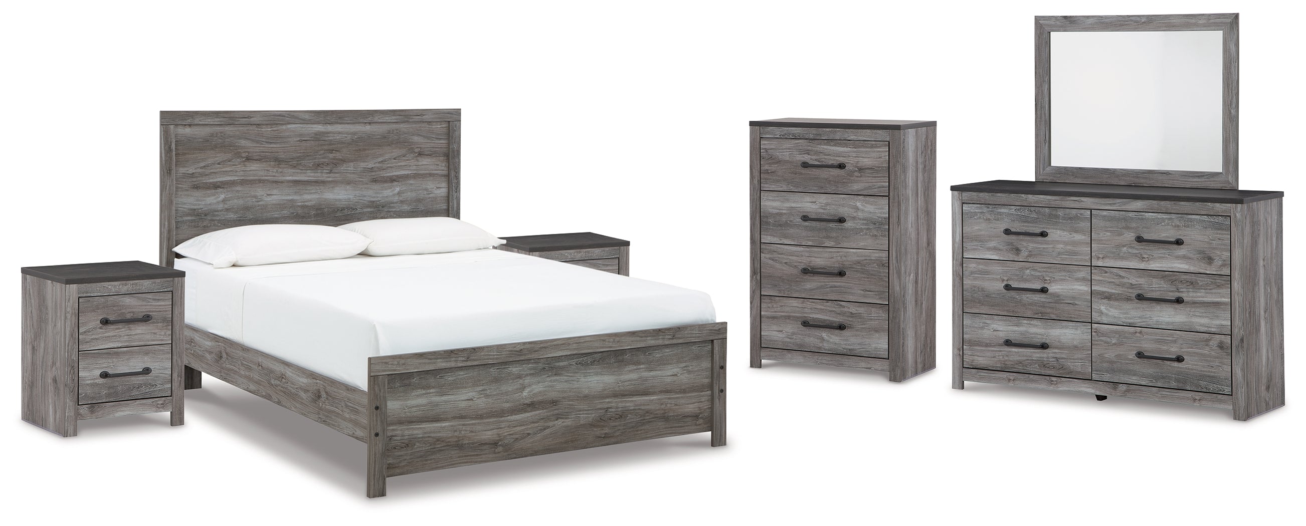 Furniture City Laplace - Ashley Furniture - Bronyan Queen Panel Bed, Dresser, Mirror, Chest and 2 Nightstands - Queen Panel Bed, Dresser, Mirror, Chest and 2 Nightstands - B1290B10