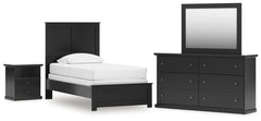 Maribel Twin Panel Bed, Dresser, Mirror and Nightstand