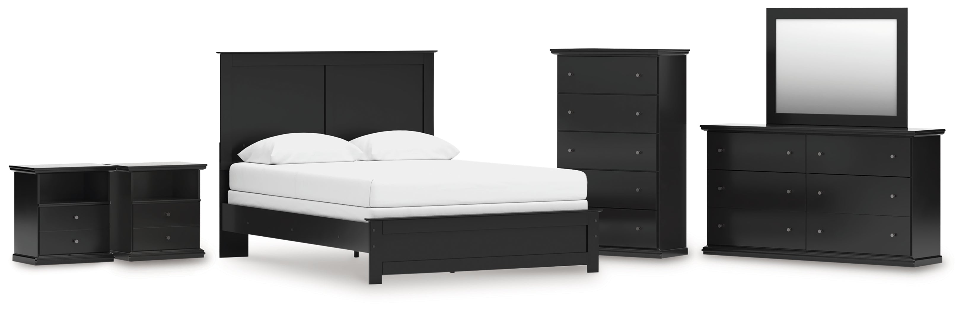 Furniture City Laplace - Ashley Furniture - Maribel Queen Panel Bed, Dresser, Mirror, Chest and 2 Nightstands - Queen Panel Bed, Dresser, Mirror, Chest and 2 Nightstands - B138B76
