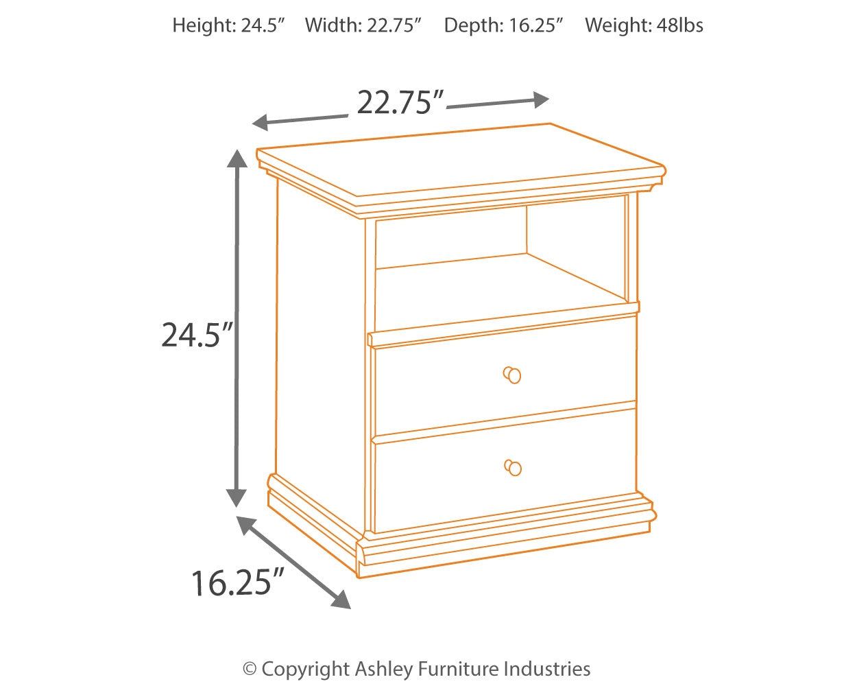 Furniture City Laplace - Ashley Furniture - Maribel Bedroom - One Drawer Night Stand / Black - B138-91