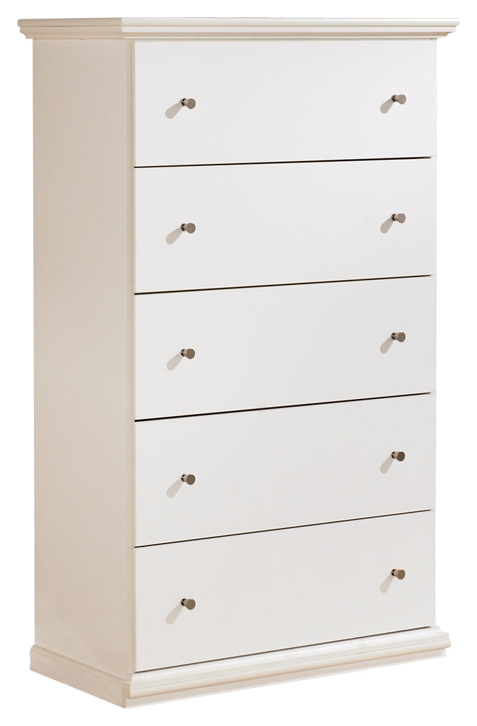 Furniture City Laplace - Ashley Furniture - Bostwick Shoals Bedroom - Five Drawer Chest / White - B139-46