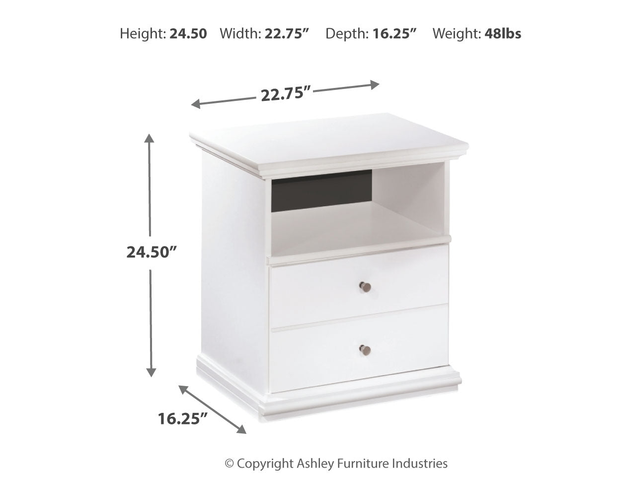 Furniture City Laplace - Ashley Furniture - Bostwick Shoals Bedroom - One Drawer Night Stand / White - B139-91