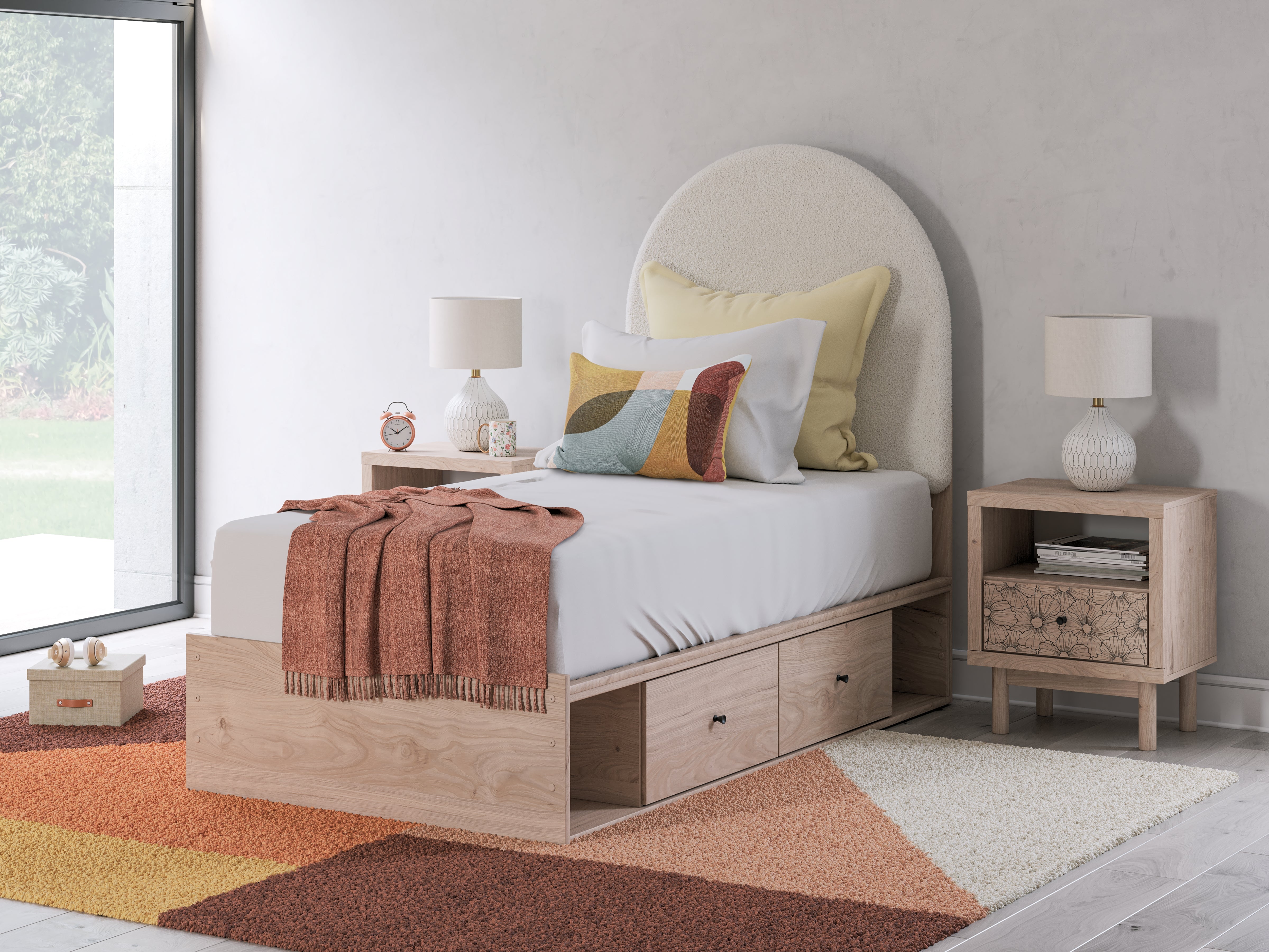 Furniture City Laplace - Ashley Furniture - Arloster Bedroom - Twin Upholstered Panel Bed with Storage - PCB1566B4