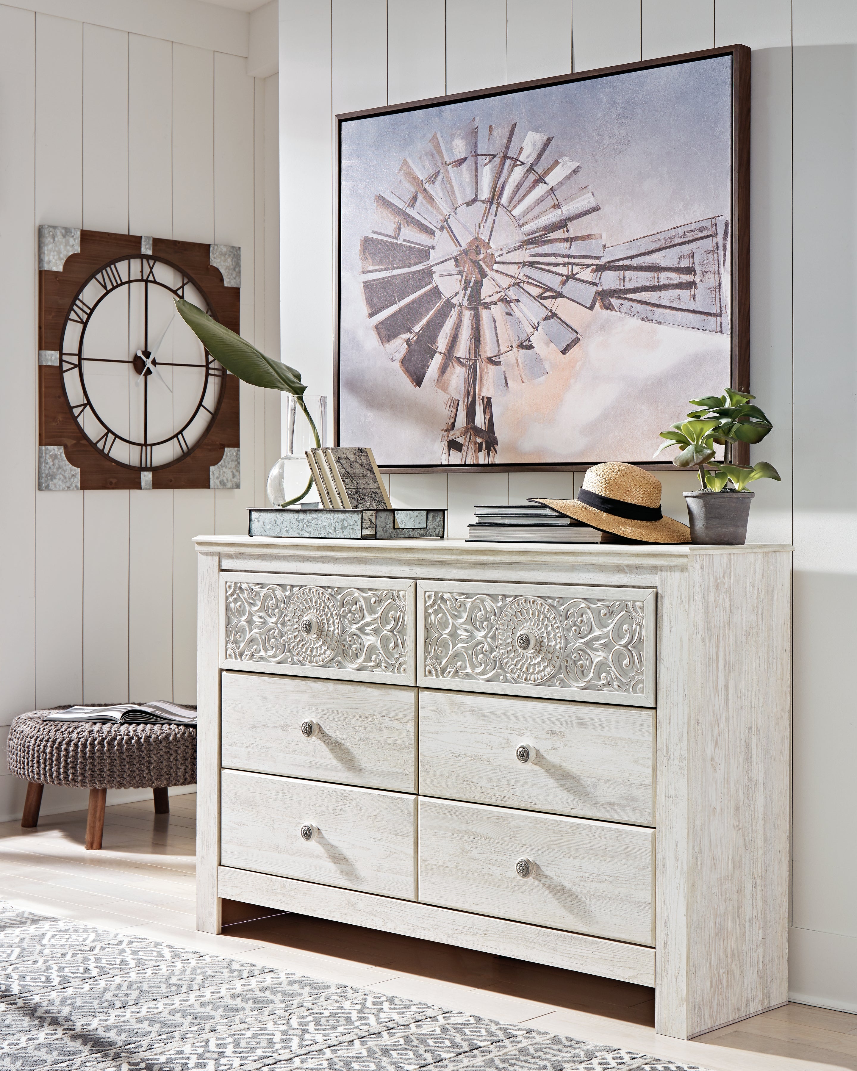 Furniture City Laplace - Ashley Furniture - Paxberry Bedroom - Six Drawer Dresser / Whitewash - B181-31