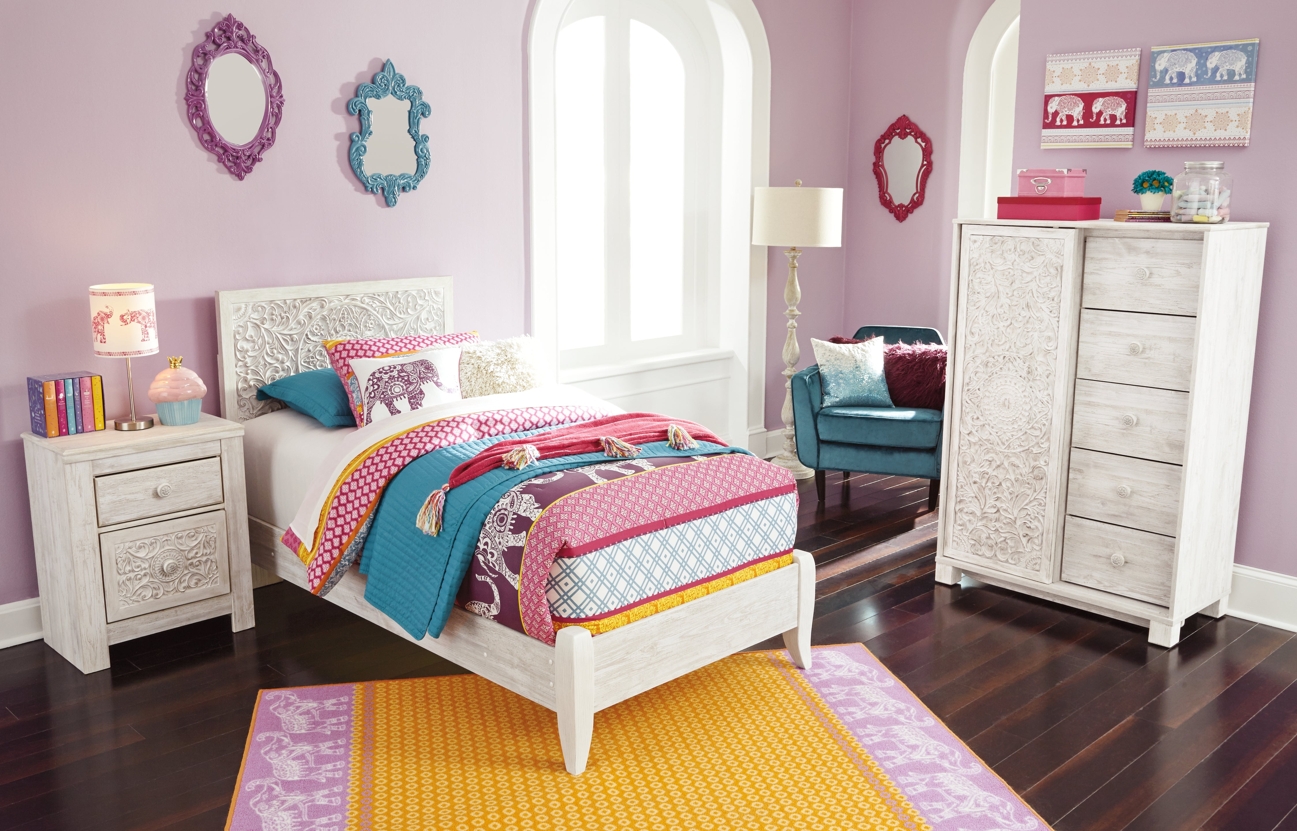 Furniture City Laplace - Ashley Furniture - Paxberry Bedroom - Two Drawer Night Stand / Whitewash - B181-92