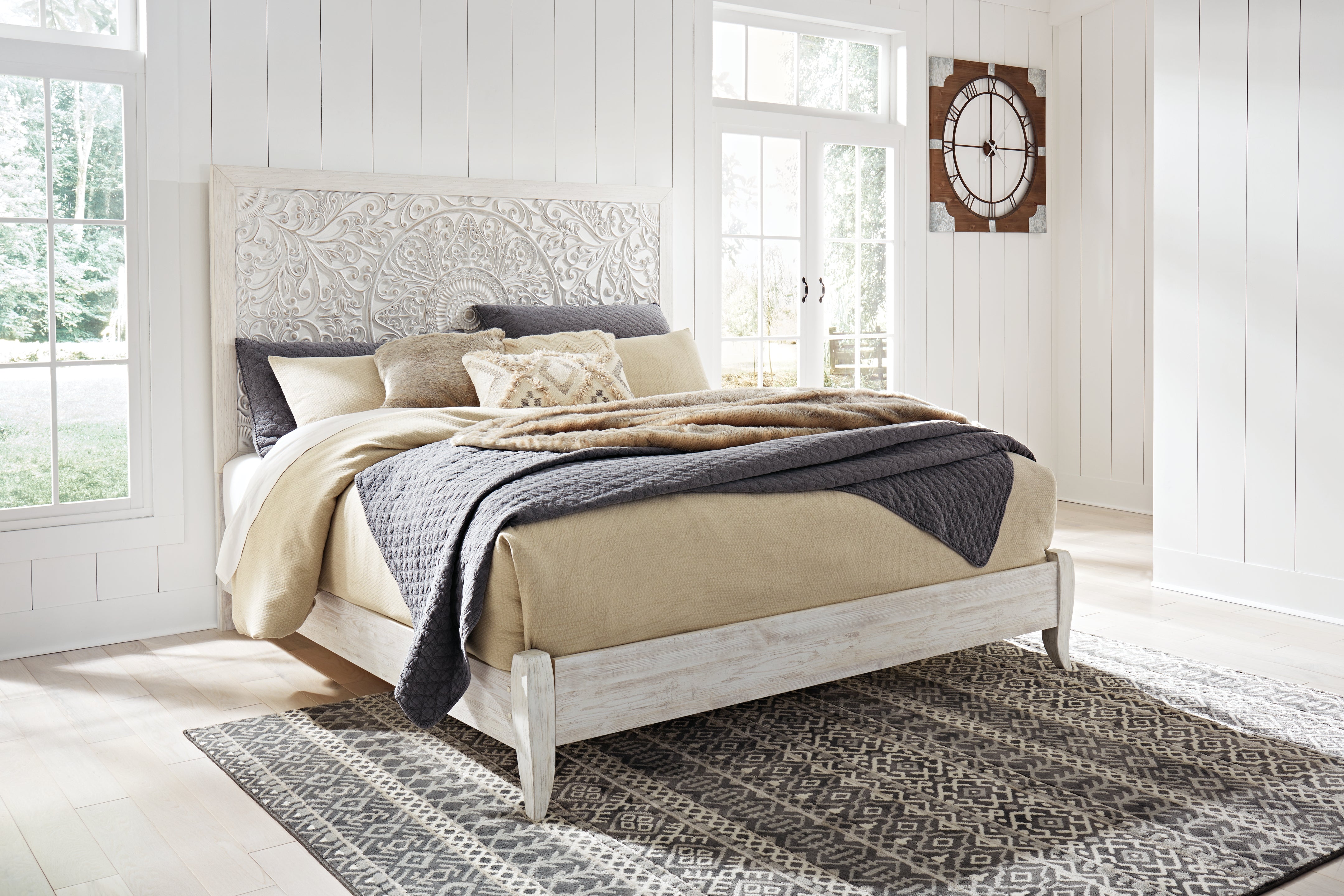 Furniture City Laplace - Ashley Furniture - Paxberry Bedroom - King Panel Bed / Whitewash - B181B10
