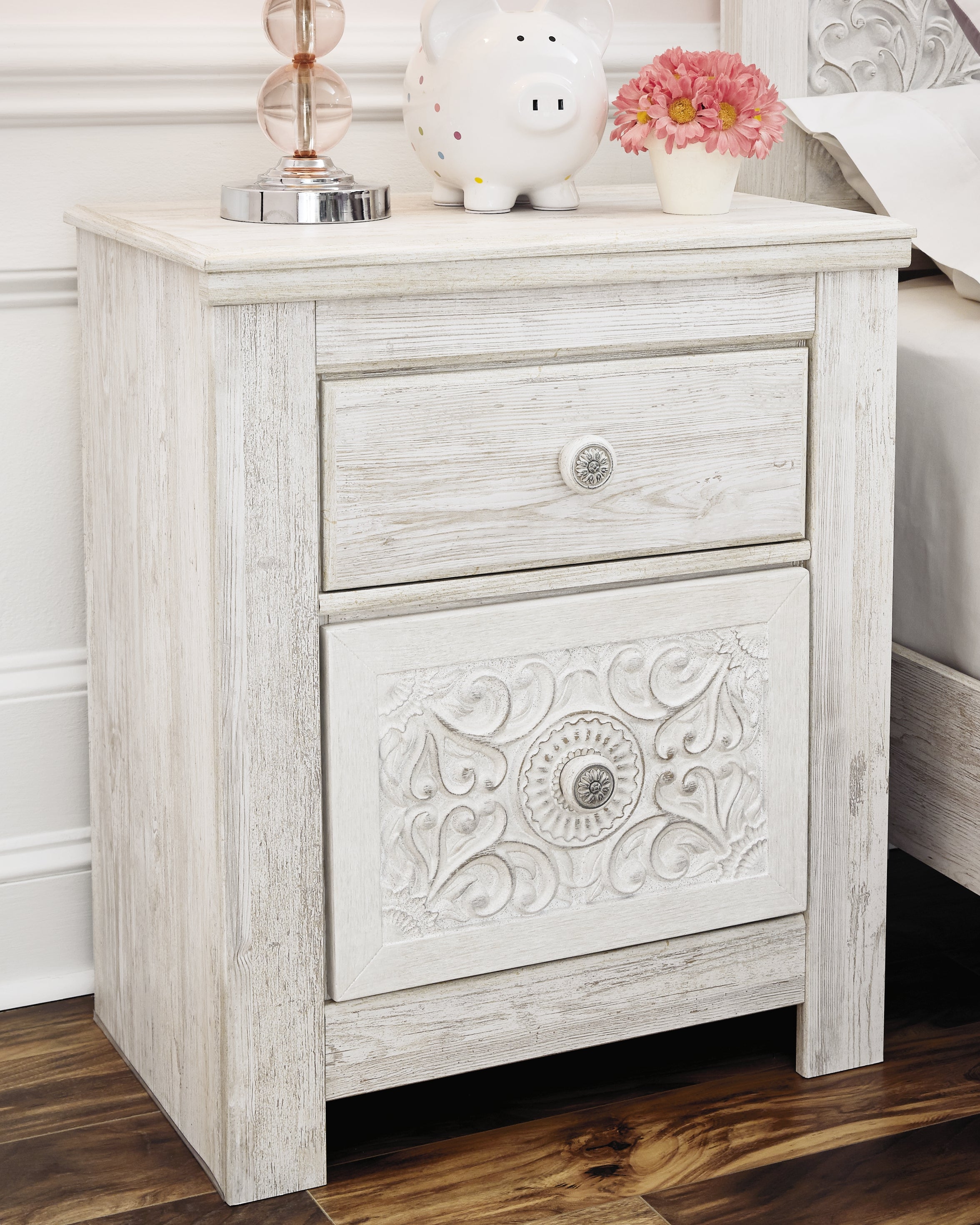 Furniture City Laplace - Ashley Furniture - Paxberry Bedroom - Two Drawer Night Stand / Whitewash - B181-92