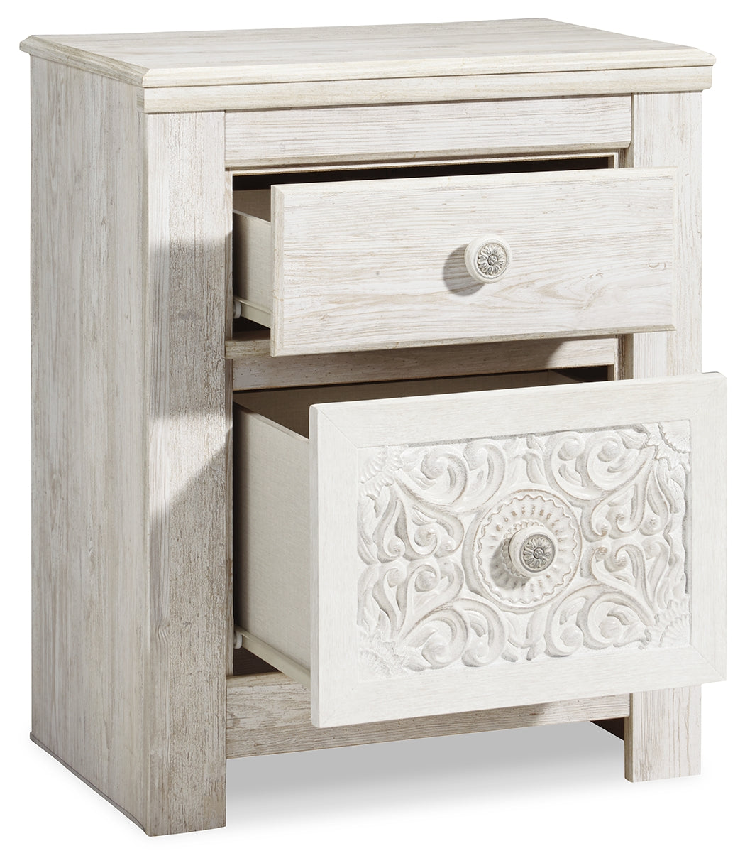Furniture City Laplace - Ashley Furniture - Paxberry Bedroom - Two Drawer Night Stand / Whitewash - B181-92