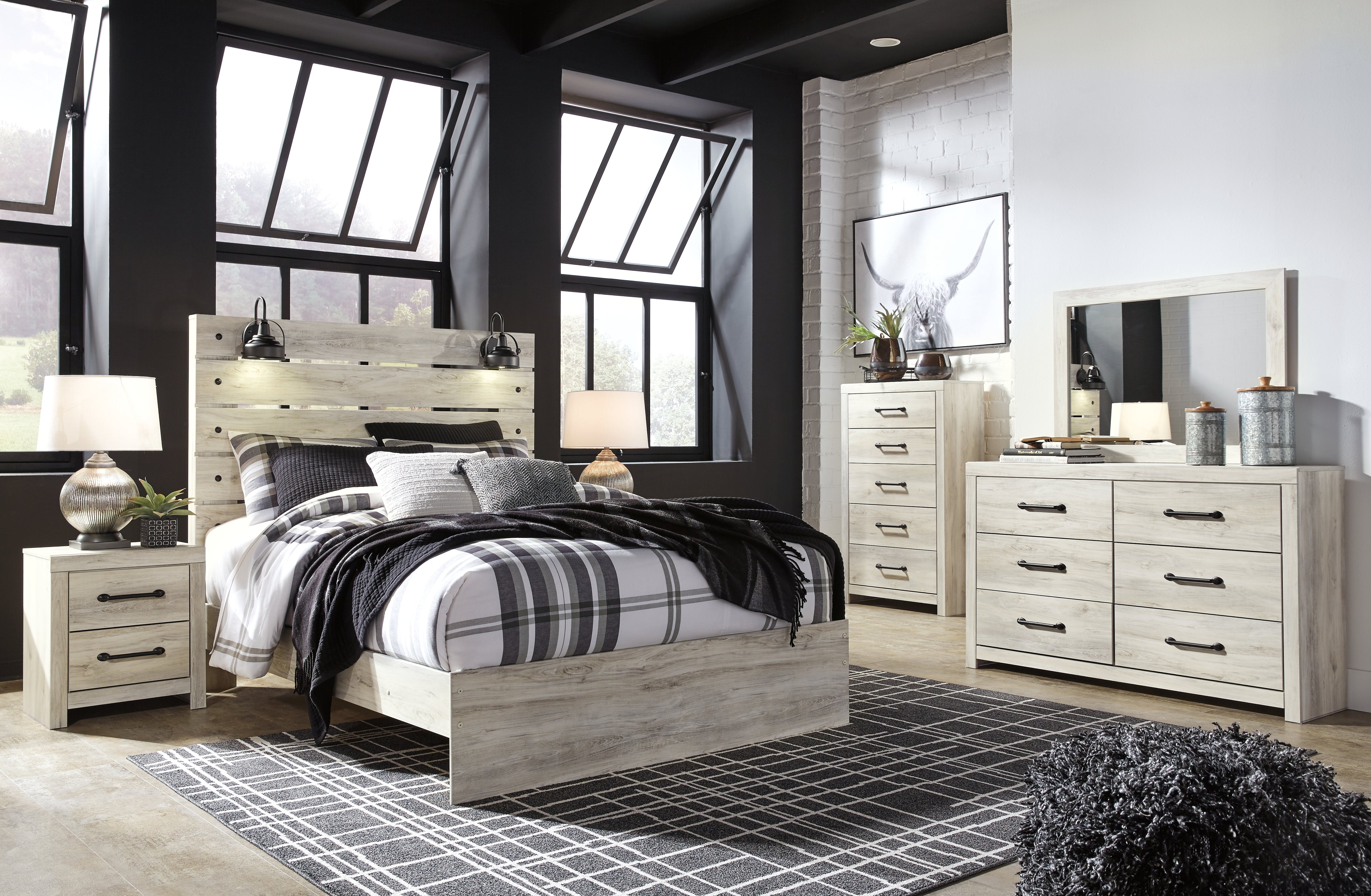 Furniture City Laplace - Ashley Furniture - Cambeck Bedroom - Queen Panel Bed / Whitewash - B192B4