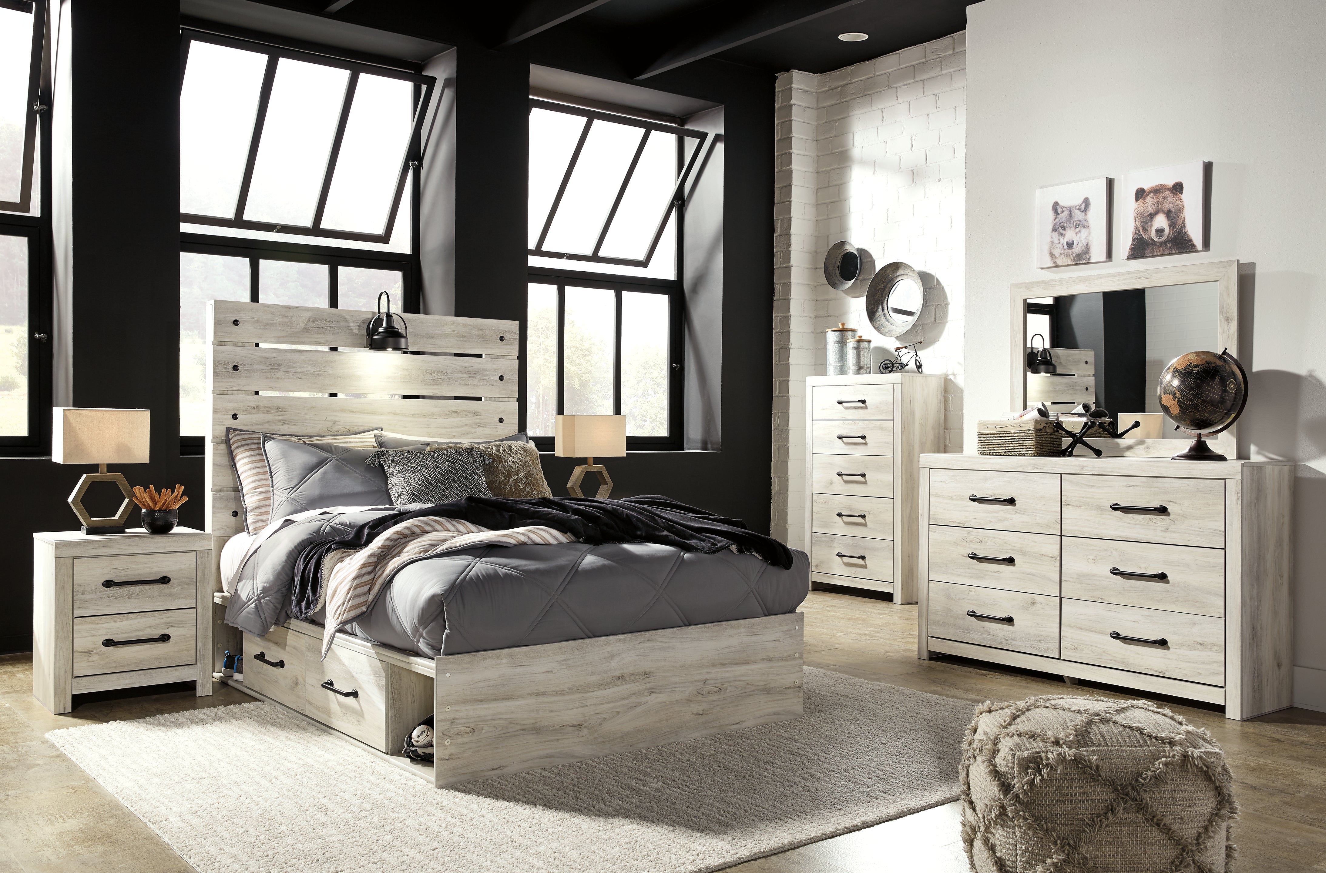Furniture City Laplace - Ashley Furniture - Cambeck Bedroom - Full Panel Bed with 2 Storage Drawers / Whitewash - B192B16