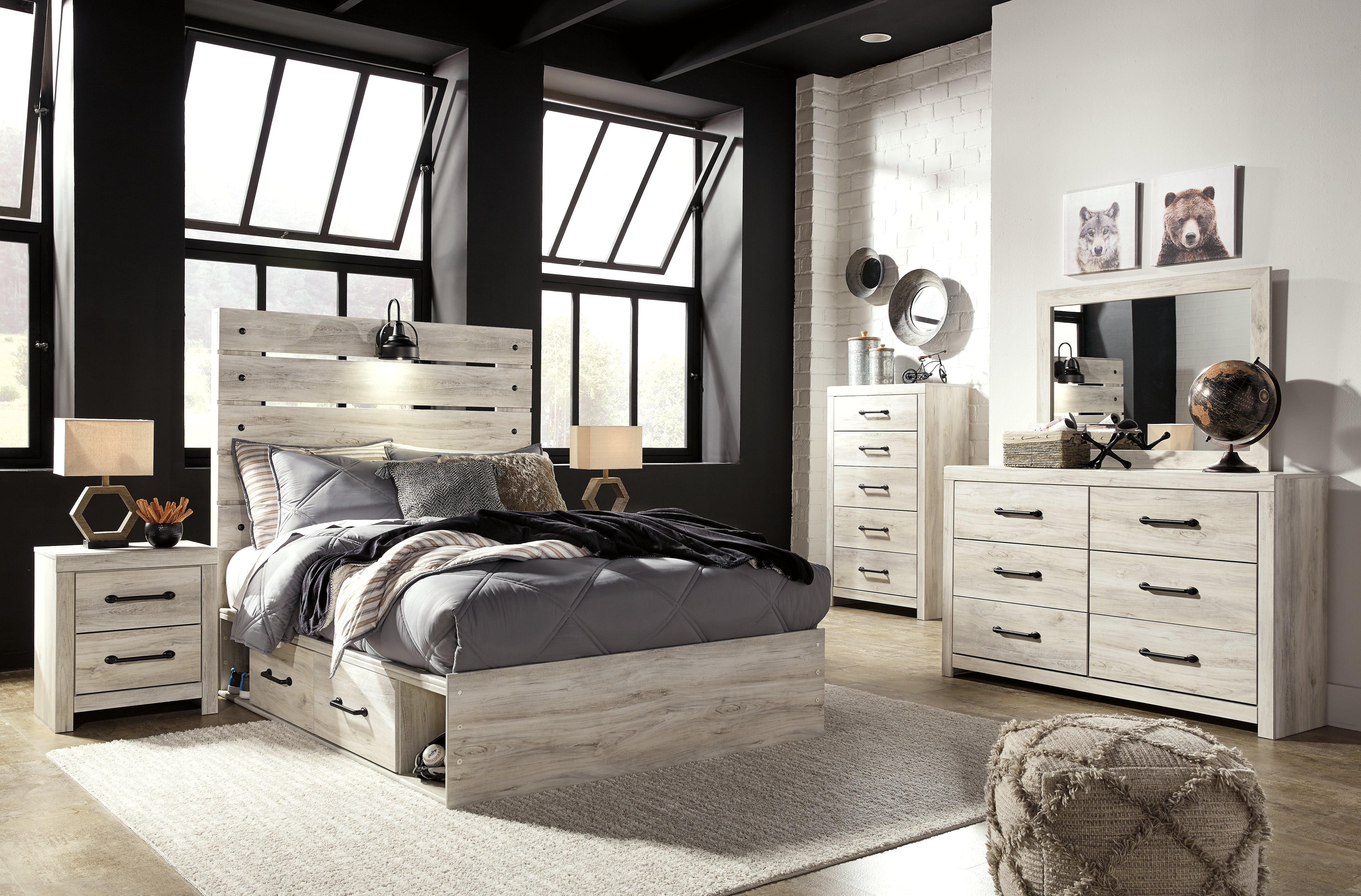 Furniture City Laplace - Ashley Furniture - Cambeck Bedroom - Full Panel Bed with 4 Storage Drawers / Whitewash - B192B34