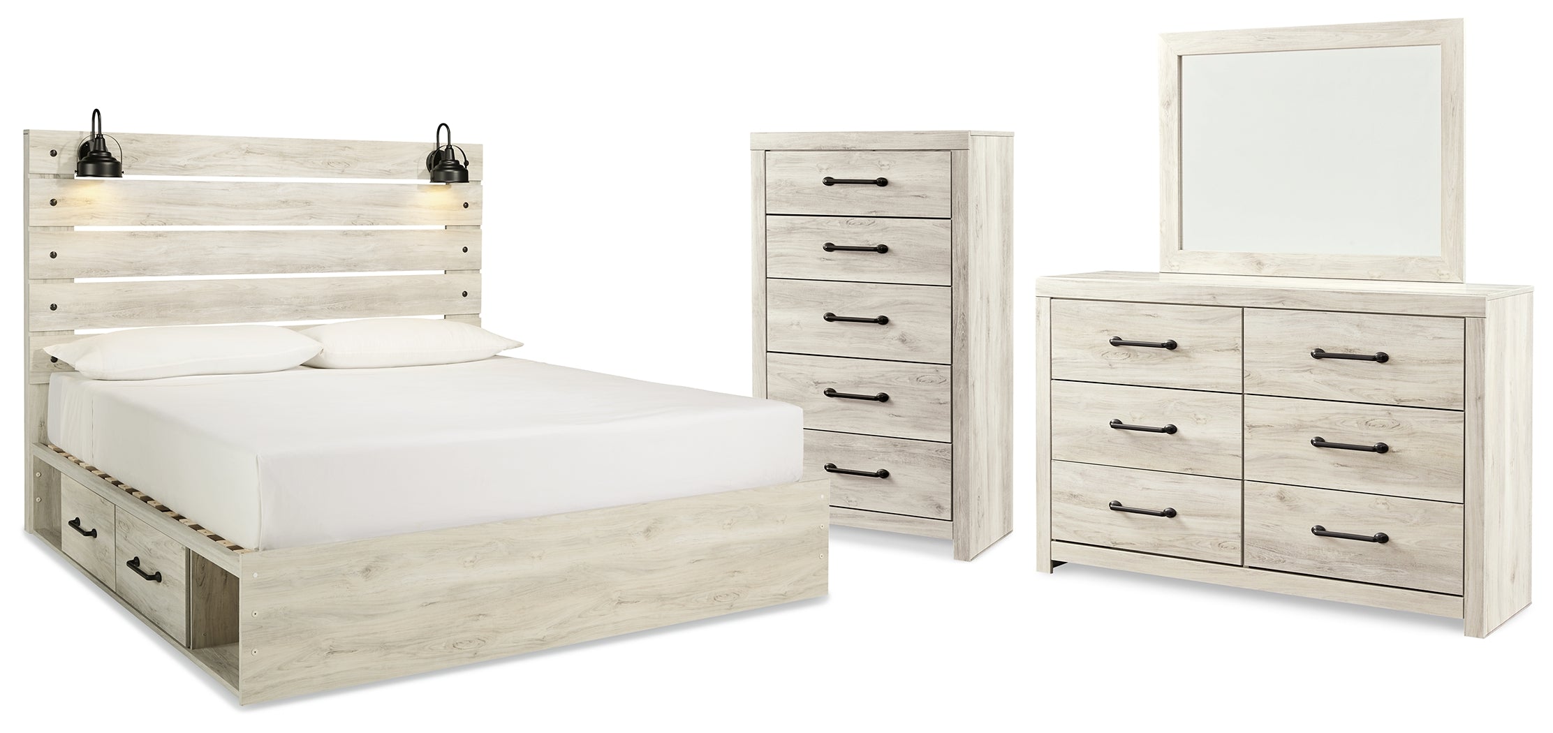 Furniture City Laplace - Ashley Furniture - Cambeck King Panel Bed with Storage, Dresser, Mirror and Chest - King Panel Bed with Storage, Dresser, Mirror and Chest - B192B66