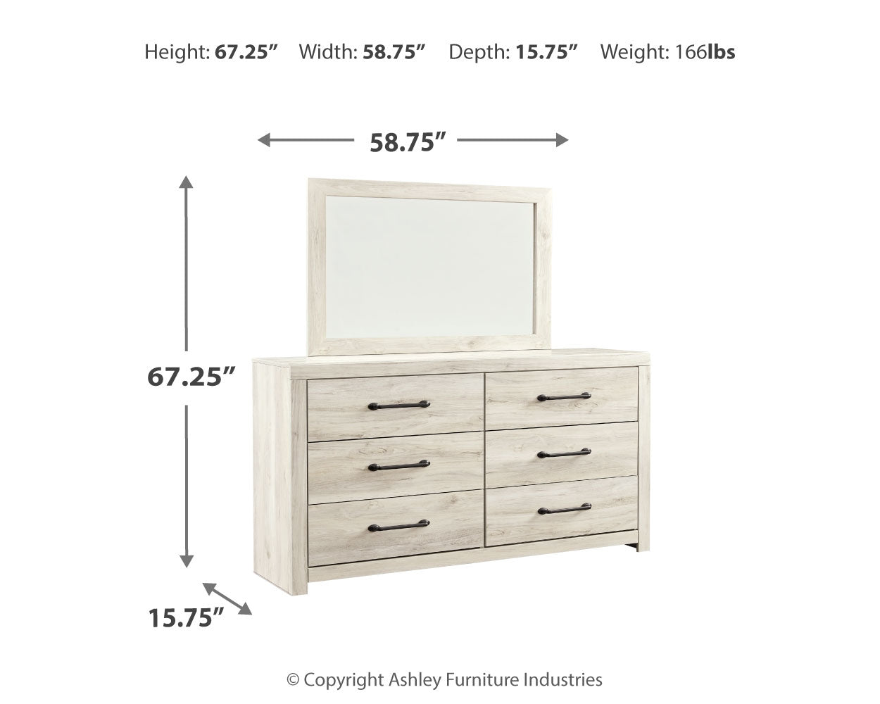 Furniture City Laplace - Ashley Furniture - Cambeck Bedroom - Dresser and Mirror / Whitewash - B192B1