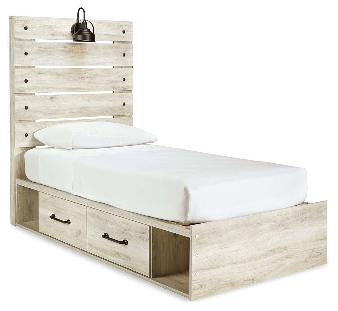 Furniture City Laplace - Ashley Furniture - Cambeck Bedroom - Twin Panel Bed with 2 Storage Drawers / Whitewash - B192B13