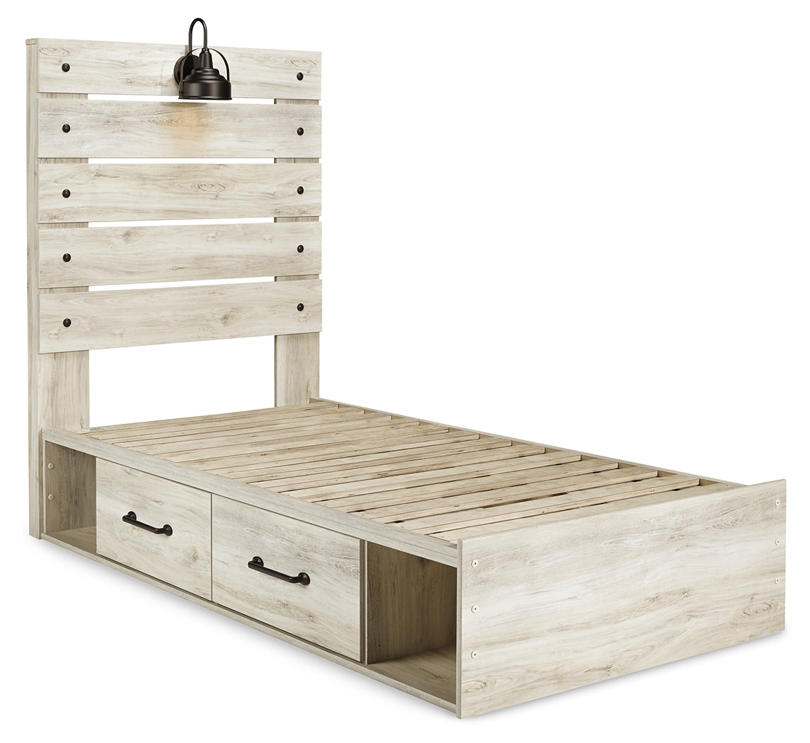 Furniture City Laplace - Ashley Furniture - Cambeck Bedroom - Twin Panel Bed with 2 Storage Drawers / Whitewash - B192B13