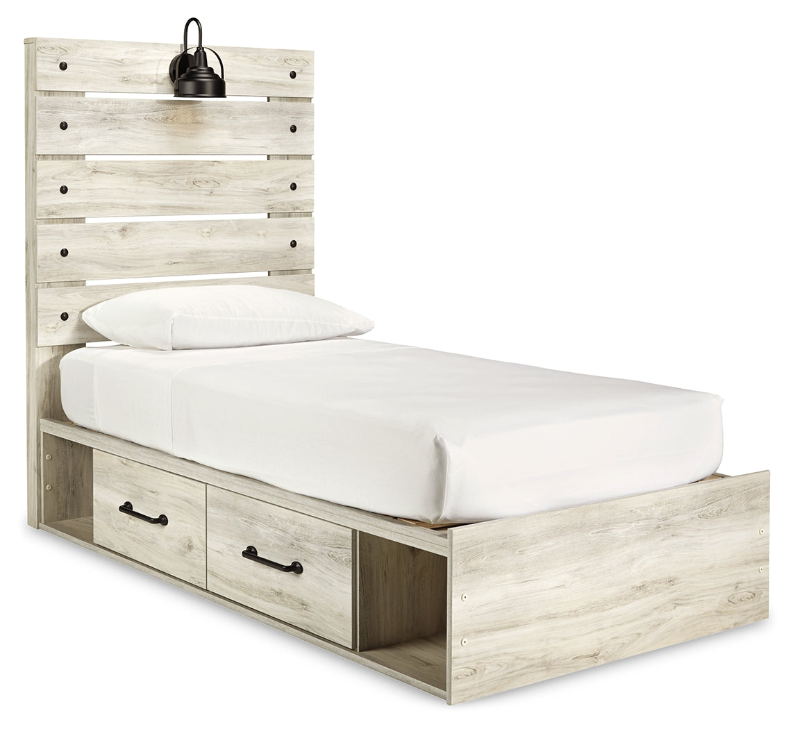 Furniture City Laplace - Ashley Furniture - Cambeck Bedroom - Twin Panel Bed with 4 Storage Drawers / Whitewash - B192B21