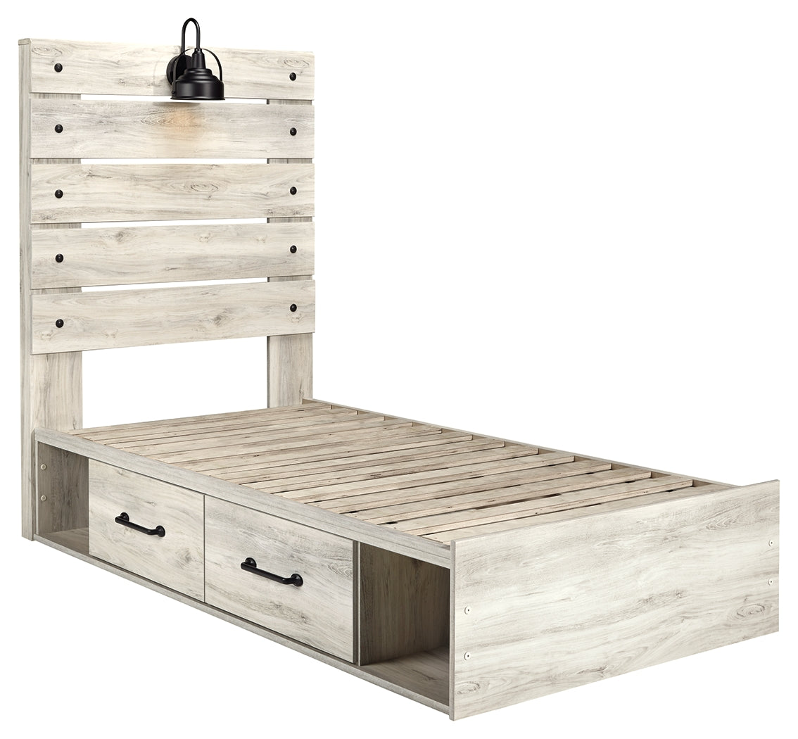 Furniture City Laplace - Ashley Furniture - Cambeck Bedroom - Twin Panel Bed with 4 Storage Drawers / Whitewash - B192B21