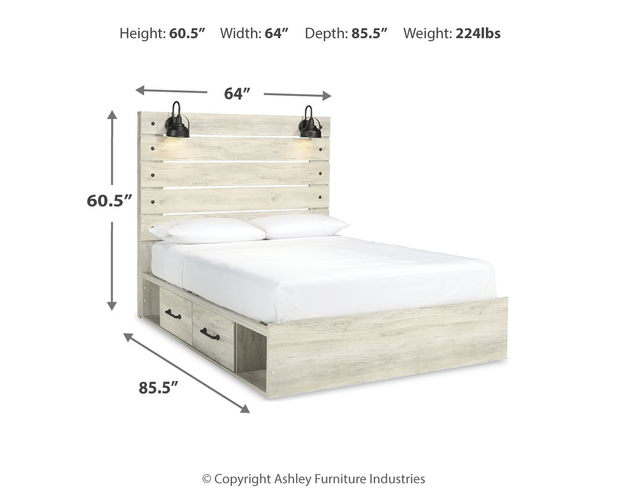 Furniture City Laplace - Ashley Furniture - Cambeck Bedroom - Queen Panel Bed with 2 Storage Drawers / Whitewash - B192B17