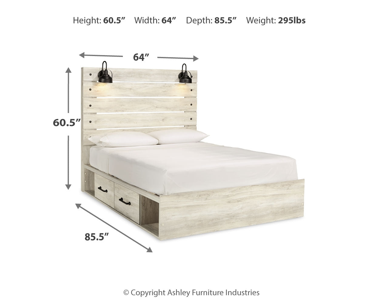 Furniture City Laplace - Ashley Furniture - Cambeck Bedroom - Queen Panel Bed with 4 Storage Drawers / Whitewash - B192B24
