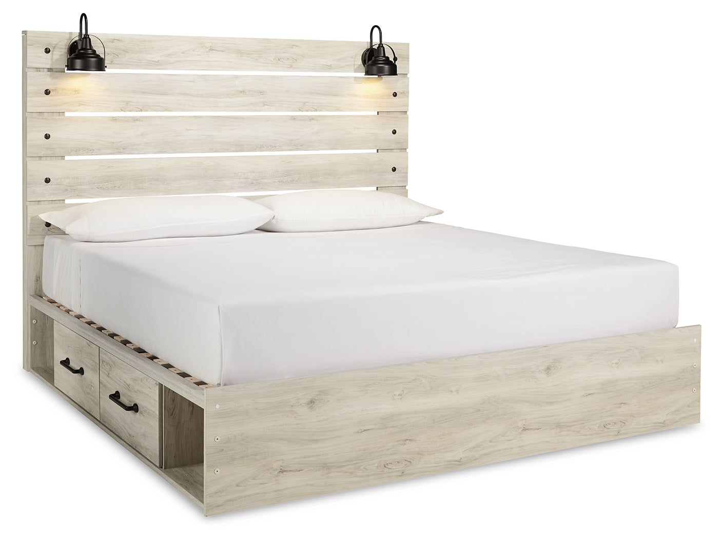 Furniture City Laplace - Ashley Furniture - Cambeck Bedroom - King Panel Bed with 2 Storage Drawers / Whitewash - B192B19