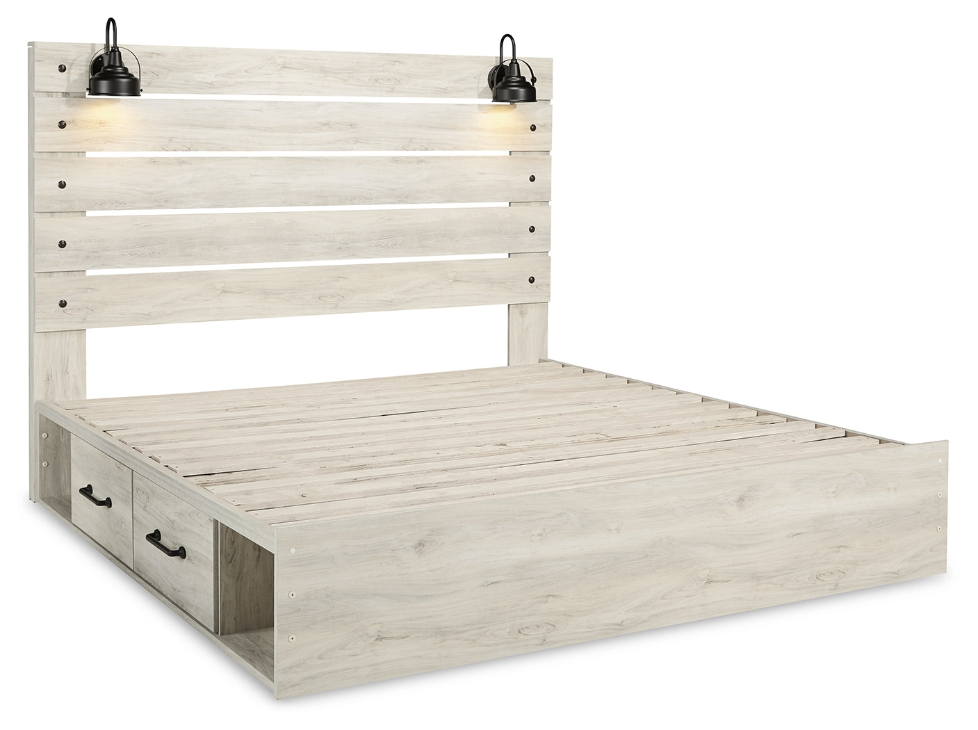 Furniture City Laplace - Ashley Furniture - Cambeck Bedroom - King Panel Bed with 2 Storage Drawers / Whitewash - B192B19