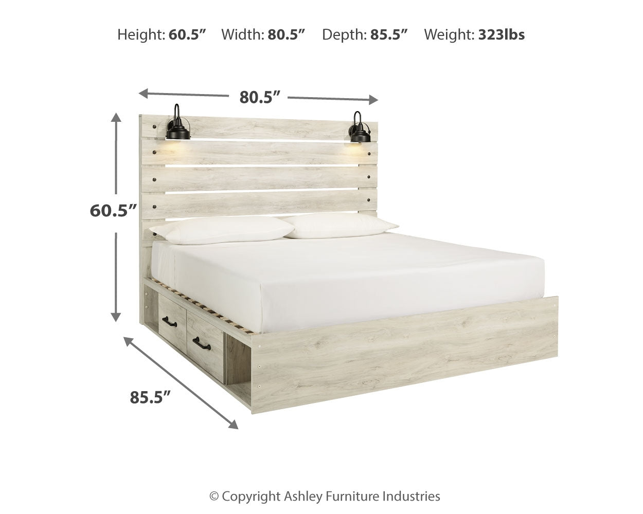 Furniture City Laplace - Ashley Furniture - Cambeck Bedroom - King Panel Bed with 4 Storage Drawers / Whitewash - B192B27