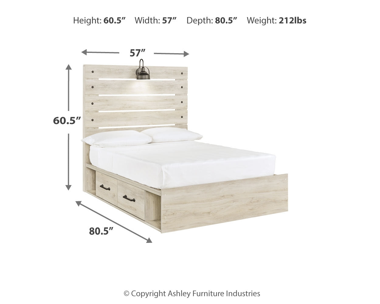 Furniture City Laplace - Ashley Furniture - Cambeck Bedroom - Full Panel Bed with 2 Storage Drawers / Whitewash - B192B16