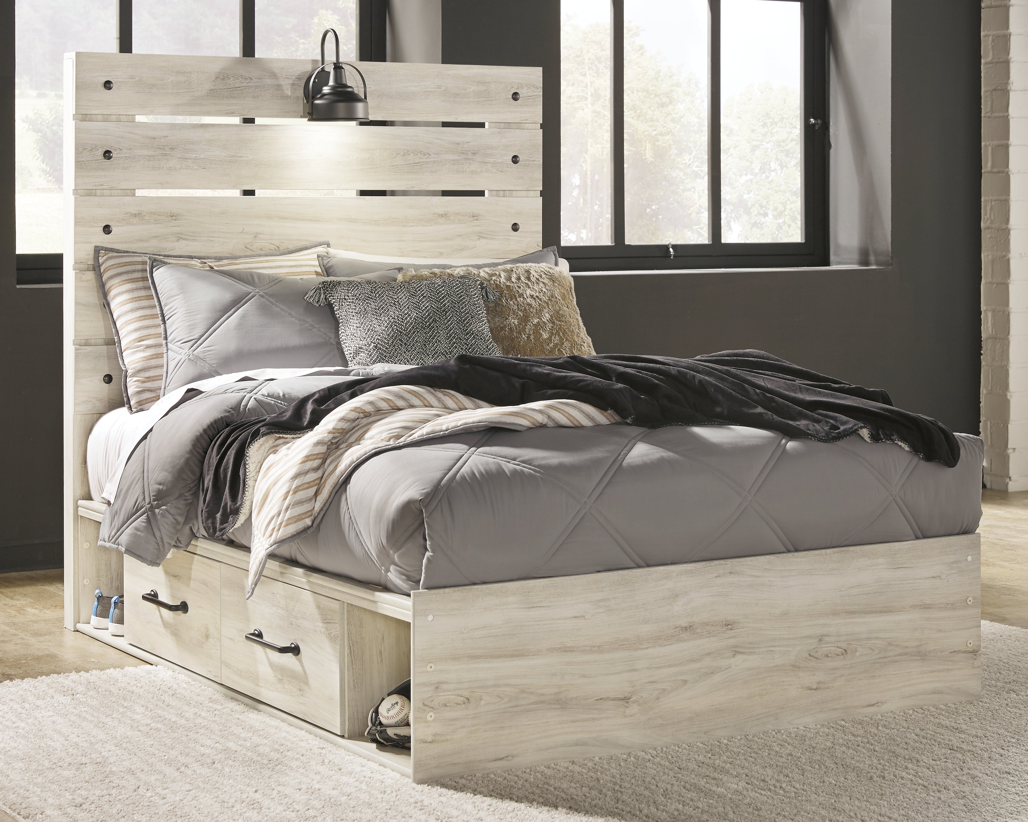 Furniture City Laplace - Ashley Furniture - Cambeck Bedroom - Full Panel Bed with 4 Storage Drawers / Whitewash - B192B34