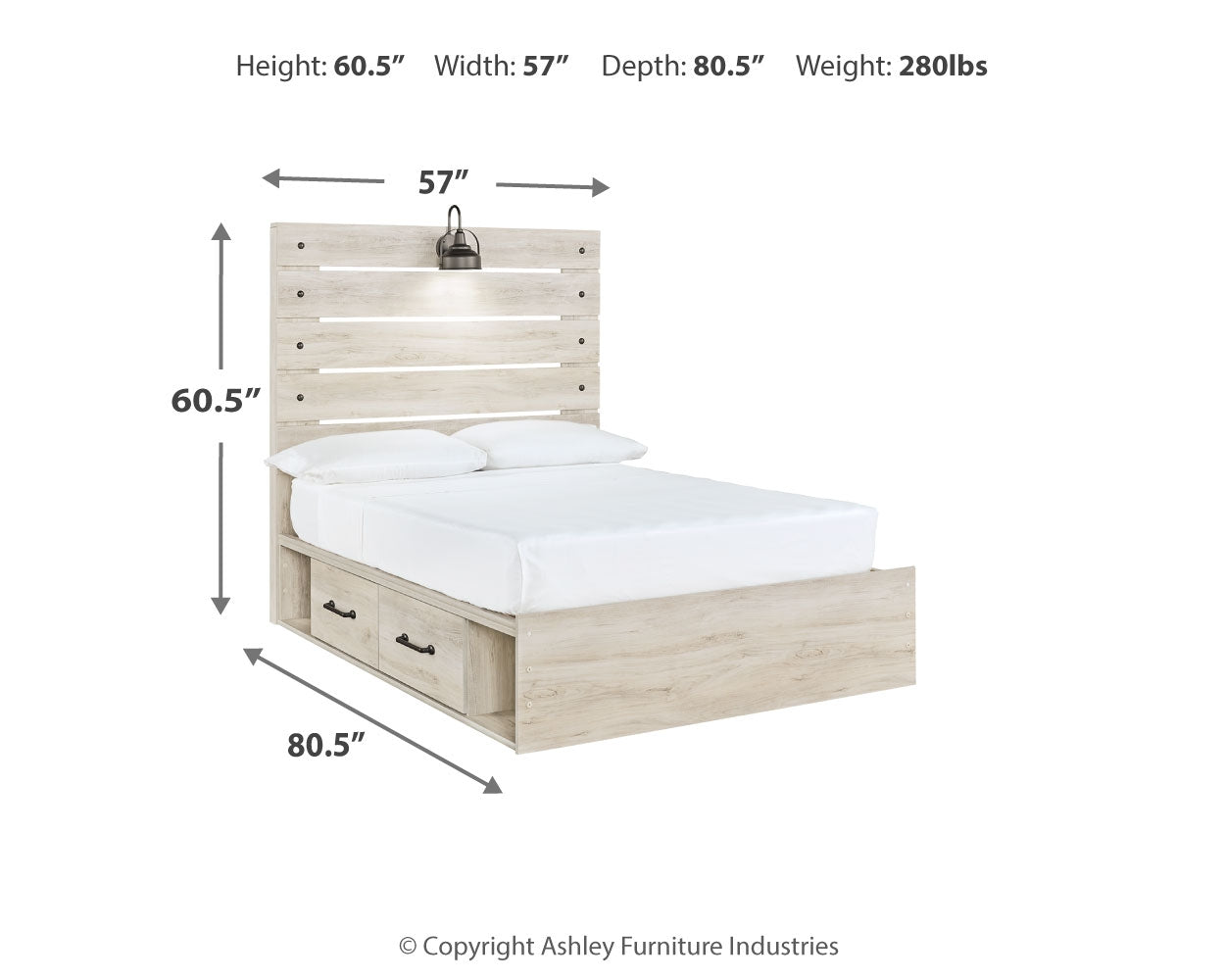Furniture City Laplace - Ashley Furniture - Cambeck Bedroom - Full Panel Bed with 4 Storage Drawers / Whitewash - B192B34