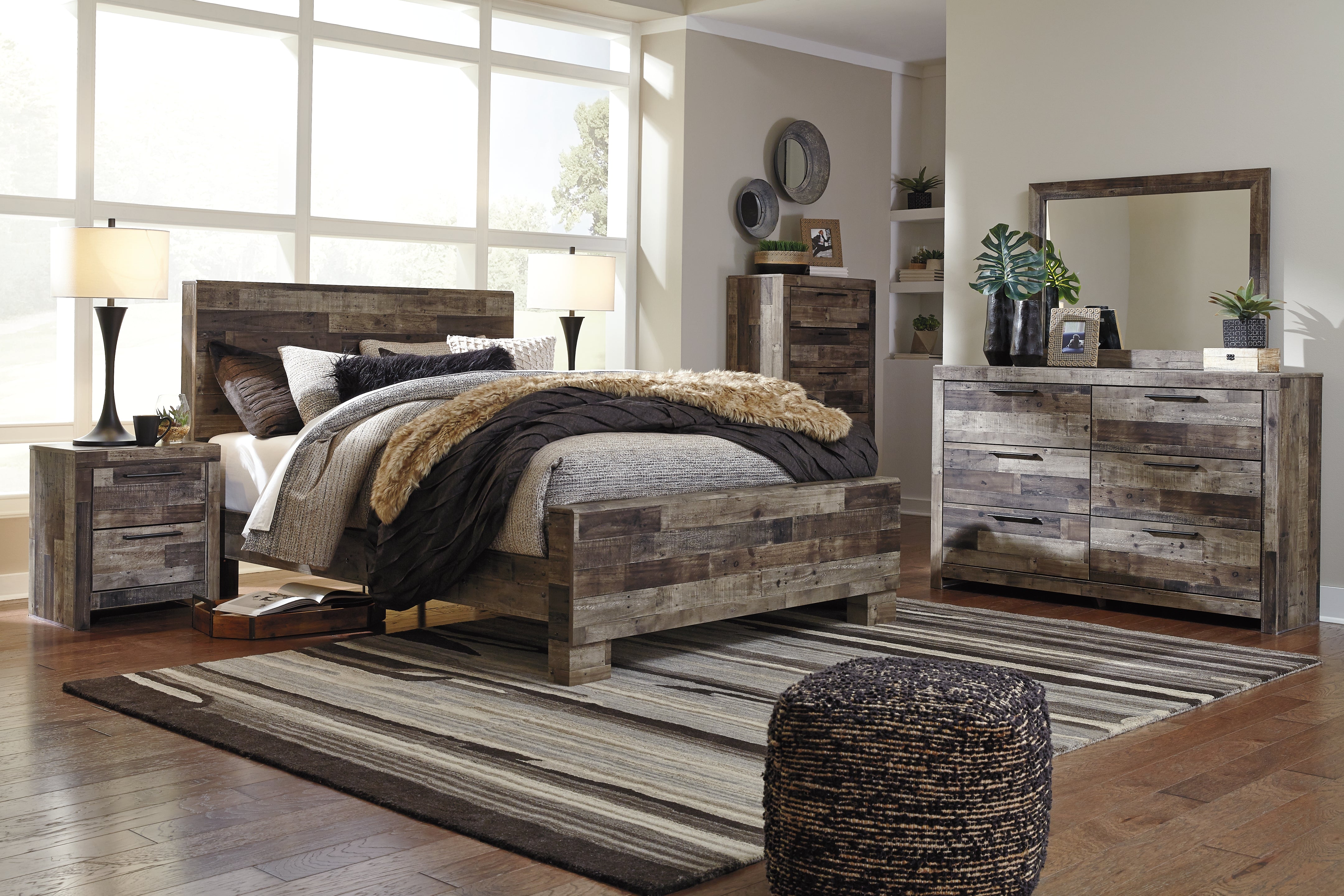 Furniture City Laplace - Ashley Furniture - Derekson Bedroom - Dresser and Mirror / Multi Gray - B200B1