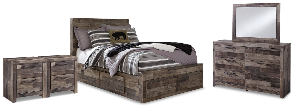 Furniture City Laplace - Ashley Furniture - Derekson Full Panel Storage Bed, Dresser, Mirror and 2 Nightstands - Full Panel Storage Bed, Dresser, Mirror and 2 Nightstands - B200B75