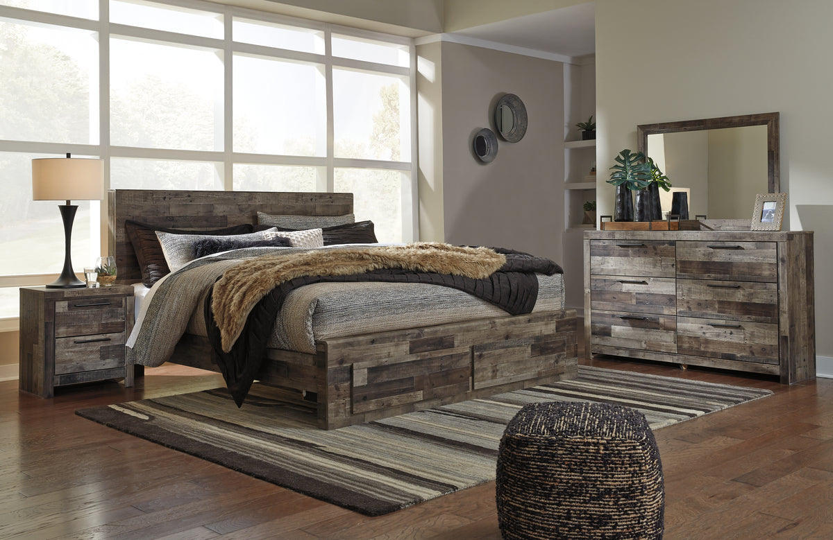 Furniture City Laplace - Ashley Furniture - Derekson King Panel Storage Bed, Dresser, Mirror and Nightstand - King Panel Storage Bed, Dresser, Mirror and Nightstand - B200B41