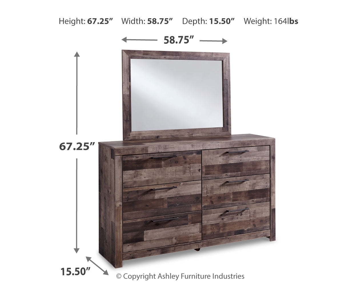 Furniture City Laplace - Ashley Furniture - Derekson Bedroom - Dresser and Mirror / Multi Gray - B200B1