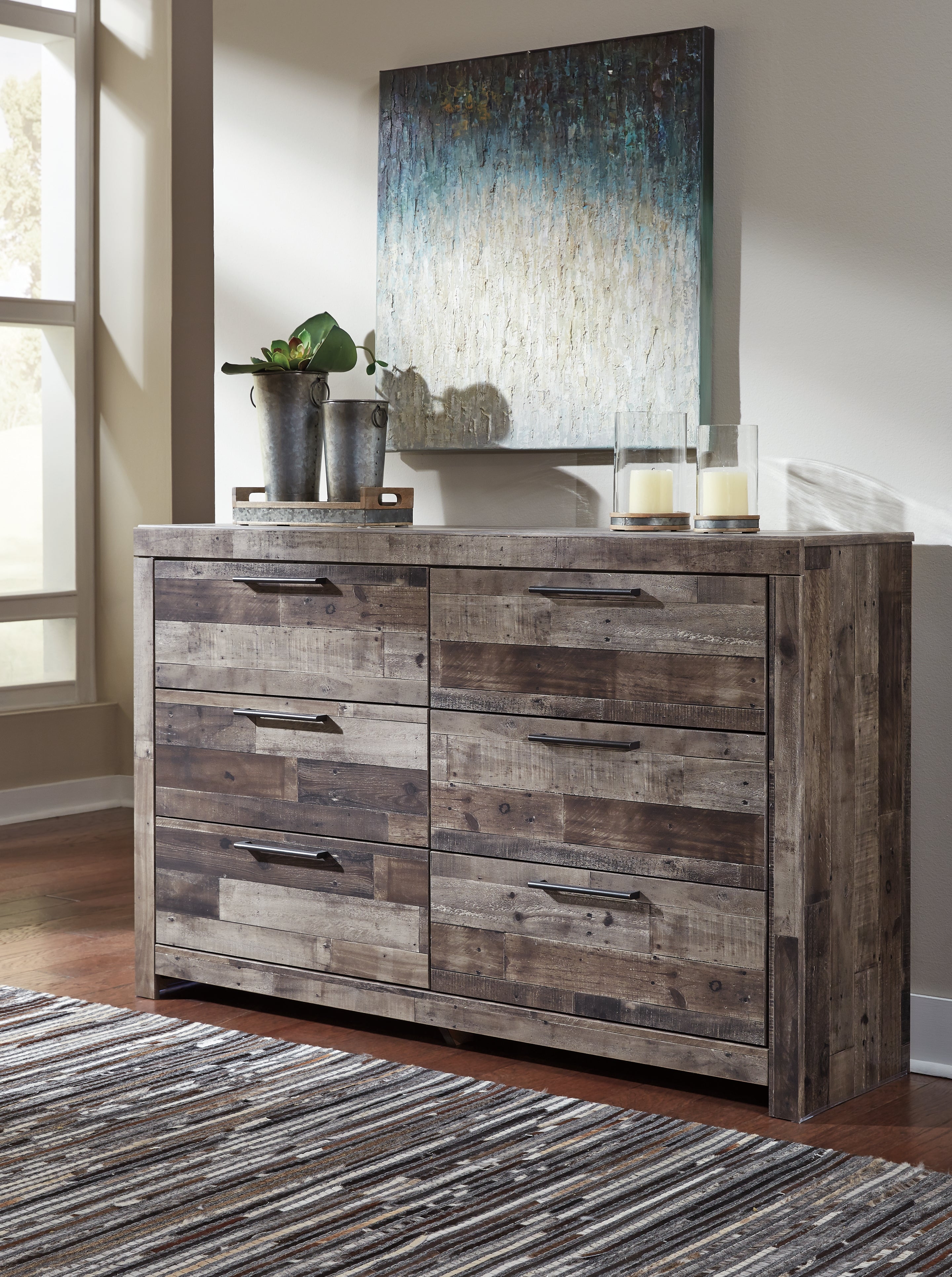 Furniture City Laplace - Ashley Furniture - Derekson Bedroom - Six Drawer Dresser / Multi Gray - B200-31