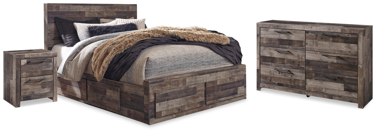 Furniture City Laplace - Ashley Furniture - Derekson Queen Panel Storage Bed, Dresser and 2 Nightstand - Queen Panel Storage Bed, Dresser and 2 Nightstand / Multi Gray - B200B58