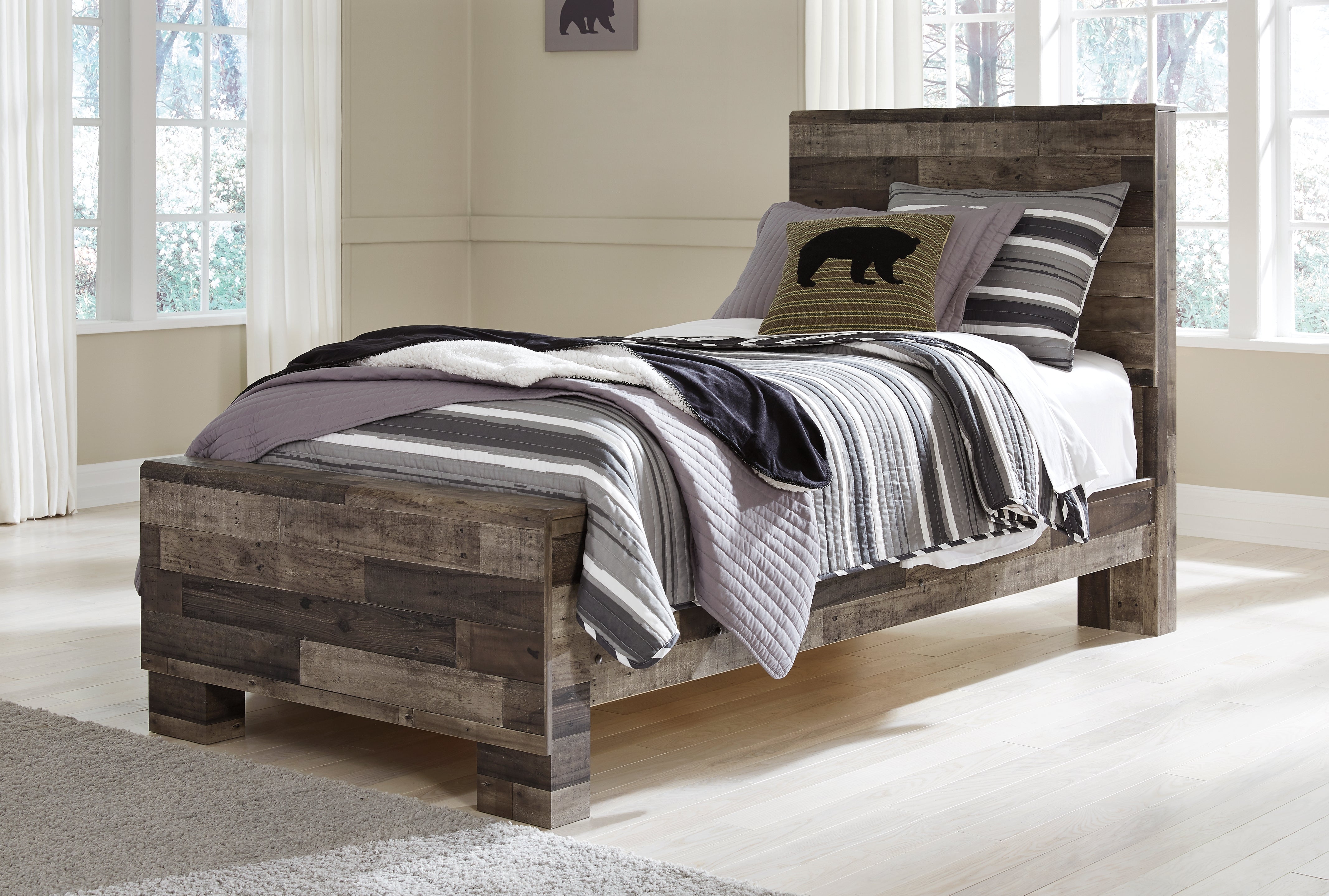 Furniture City Laplace - Ashley Furniture - Derekson Bedroom - Twin Panel Bed / Multi Gray - B200B2