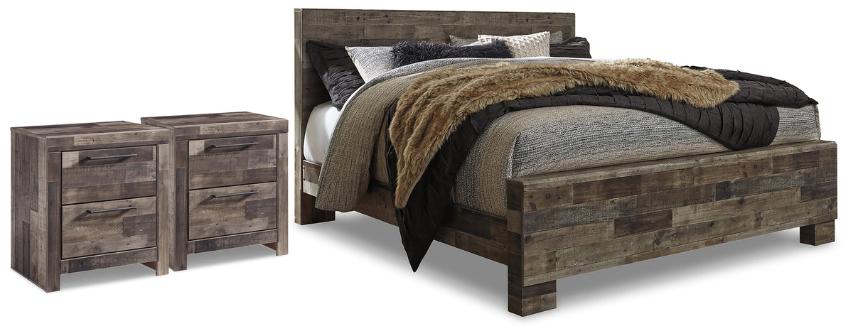 Furniture City Laplace - Ashley Furniture - Derekson King Panel Bed and 2 Nightstands - King Panel Bed and 2 Nightstands - B200B83