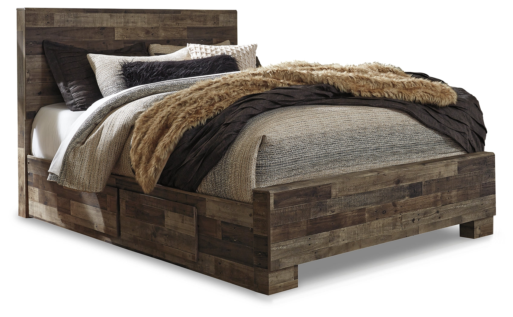 Furniture City Laplace - Ashley Furniture - Derekson Bedroom - Queen Panel Bed with 2 Side Storage / Multi Gray - B200B43