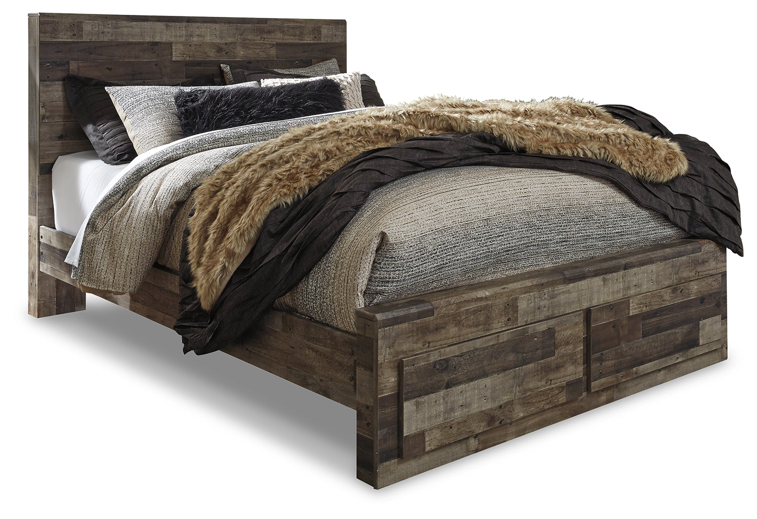 Furniture City Laplace - Ashley Furniture - Derekson Bedroom - Queen Panel Bed with 2 Storage Drawers / Multi Gray - B200B13