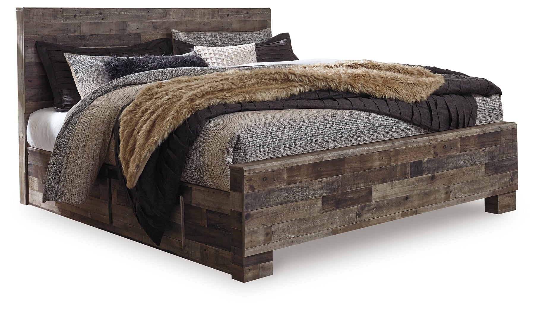 Furniture City Laplace - Ashley Furniture - Derekson Bedroom - King Panel Bed with 2 Side Storage / Multi Gray - B200B44