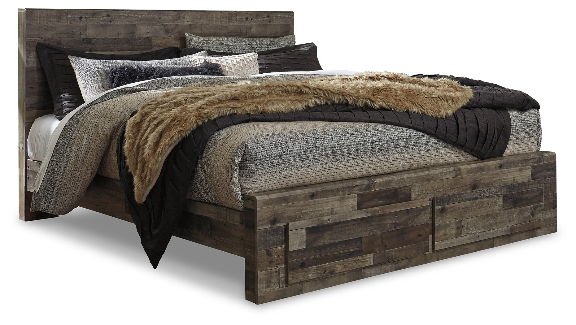 Furniture City Laplace - Ashley Furniture - Derekson Bedroom - King Panel Bed with 2 Storage Drawers / Multi Gray - B200B14
