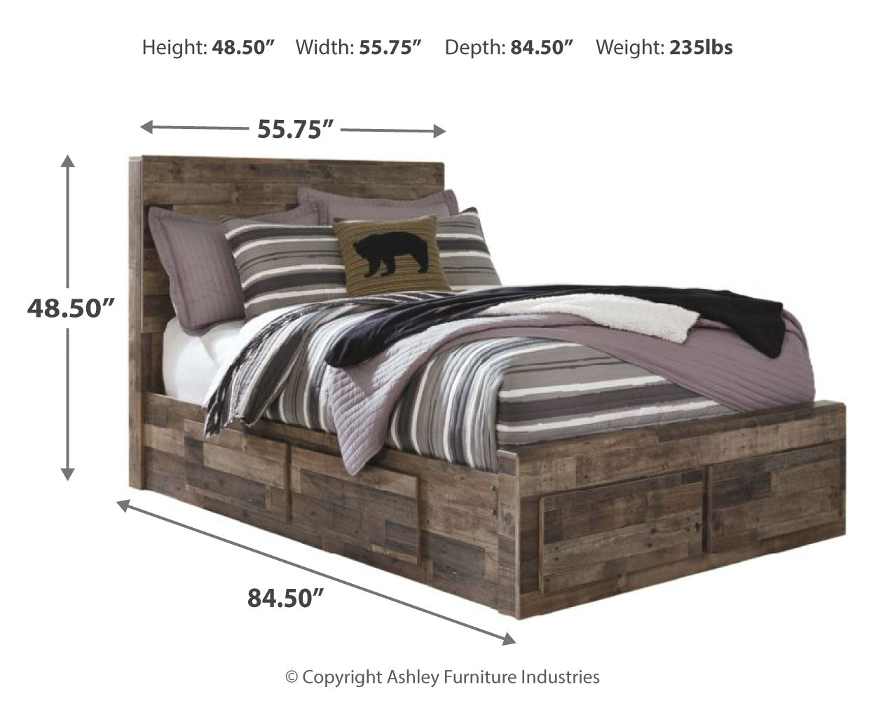 Furniture City Laplace - Ashley Furniture - Derekson Bedroom - Full Panel Bed with 6 Storage Drawers / Multi Gray - B200B10