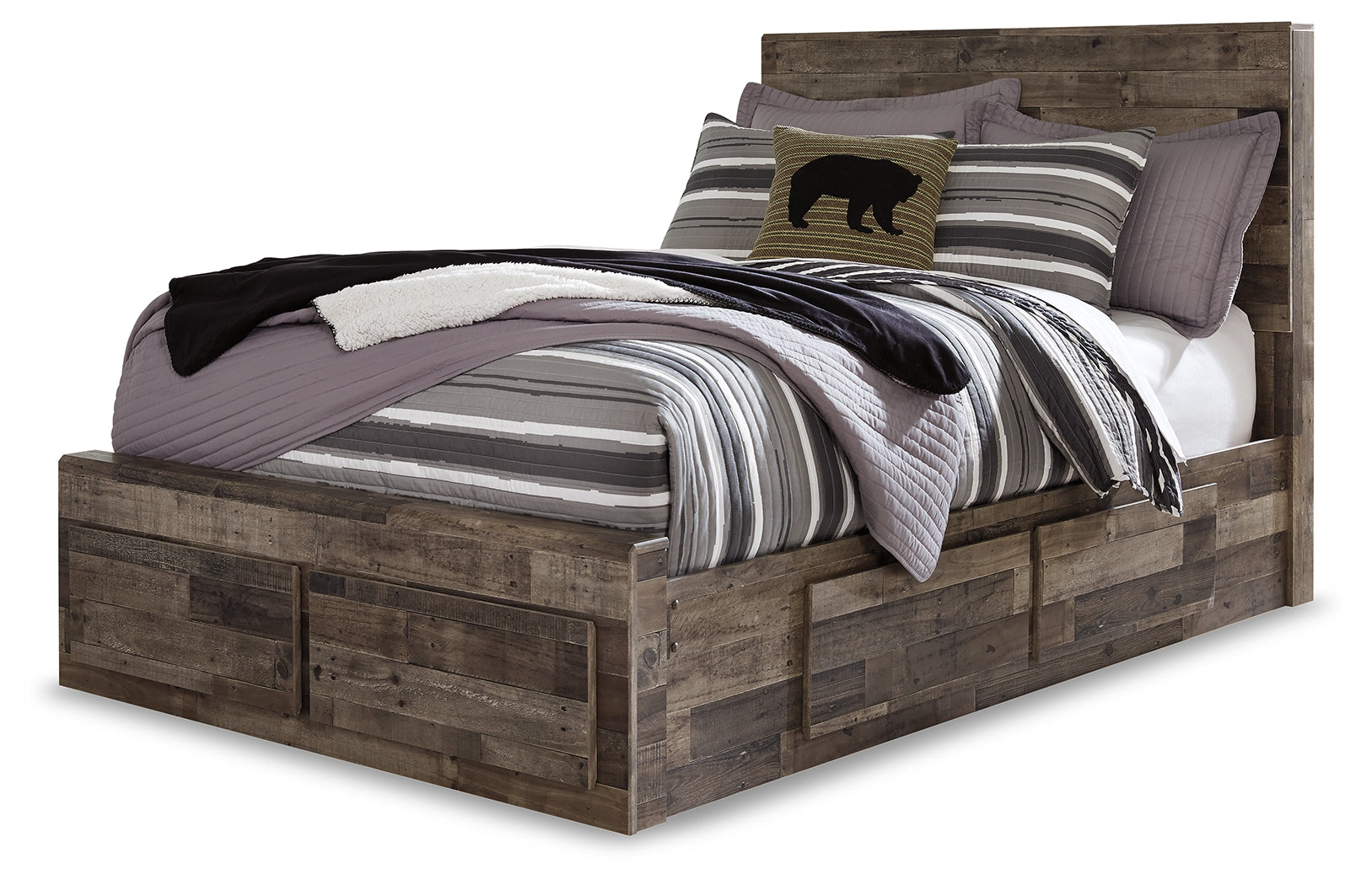 Furniture City Laplace - Ashley Furniture - Derekson Bedroom - Full Panel Bed with 6 Storage Drawers / Multi Gray - B200B10