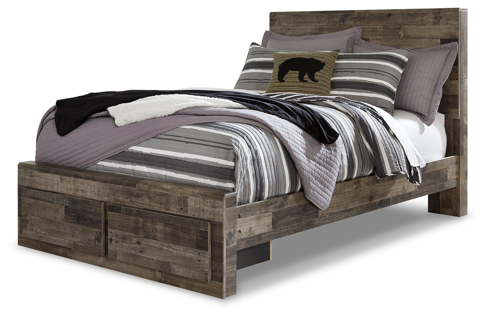 Furniture City Laplace - Ashley Furniture - Derekson Bedroom - Full Panel Bed with 2 Storage Drawers / Multi Gray - B200B16