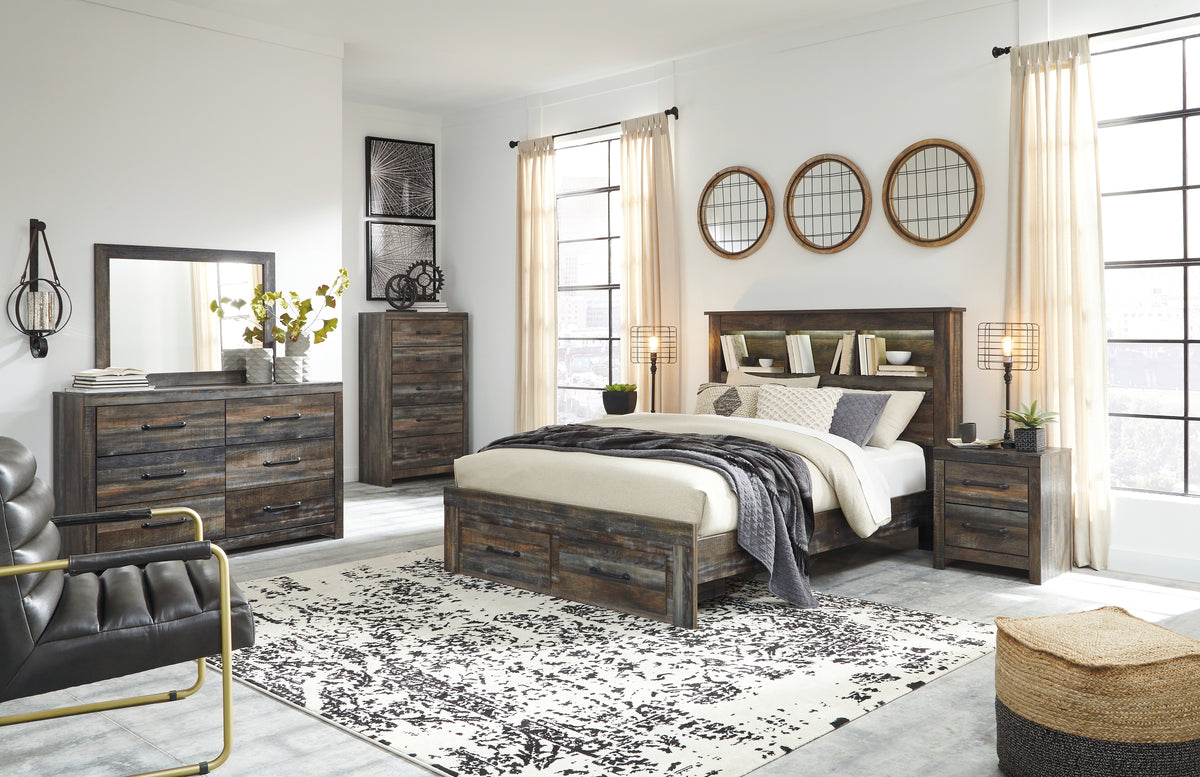 Furniture City Laplace - Ashley Furniture - Drystan Queen Bookcase Storage Bed, Dresser, Mirror, Chest and 2 Nightstands - Queen Bookcase Storage Bed, Dresser, Mirror, Chest and 2 Nightstands - B211B79
